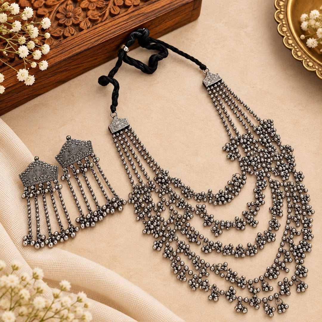Black Polish Multi-Layer Oxidized Silver Beads