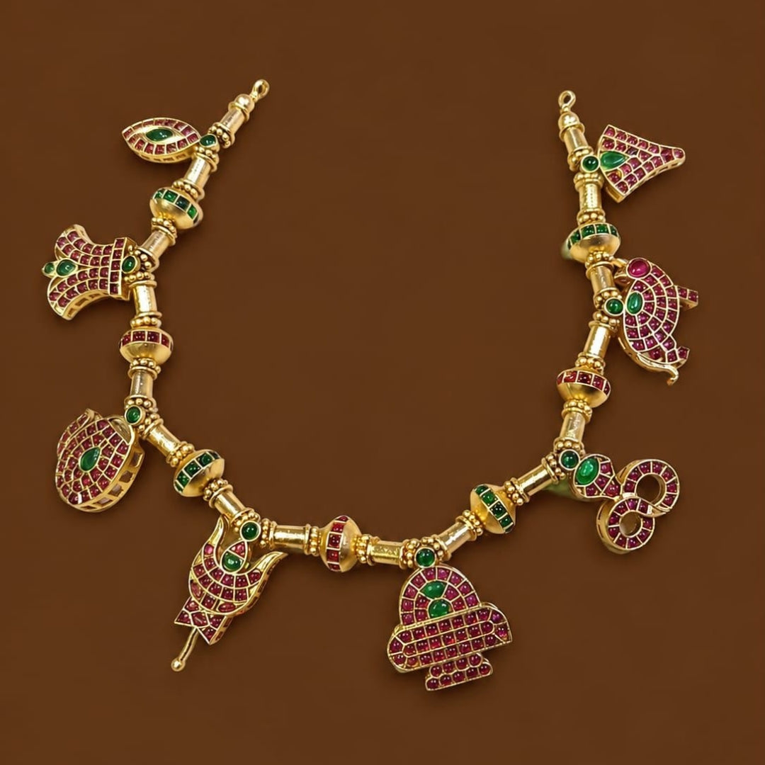 Charm Necklace with Multicolored Gemstone