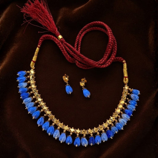 Coral Tulip Beads Necklace Set