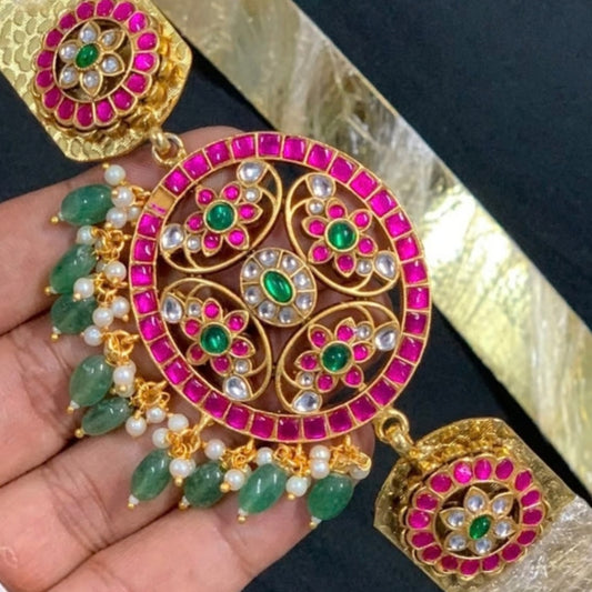 Floral Medallion Jadau Waist Belt (Oddiyanam)
