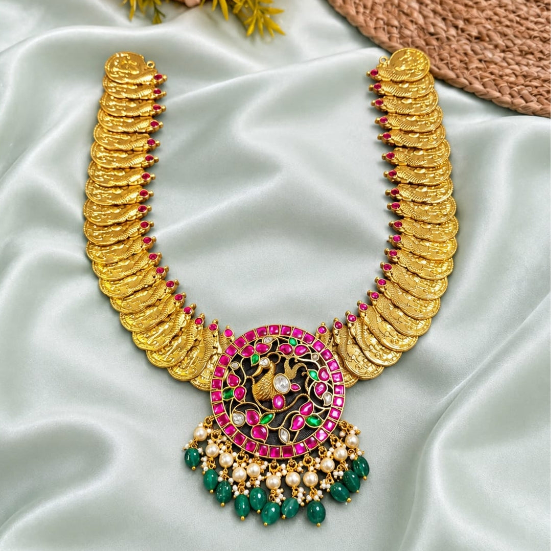 Jadau Kundan Peacock Pendant Necklace