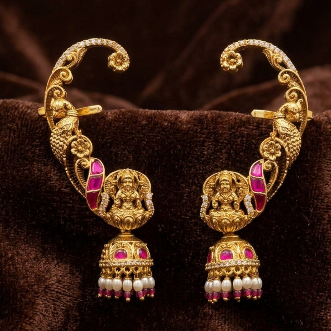 Mayur Pavé Ear-Cuff Jhumkas