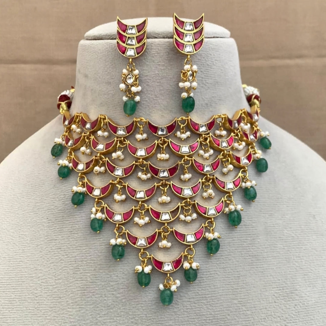 Multi-Tier Crescent Jadau Choker Set