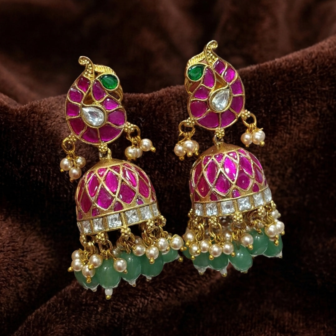 Peacock-Jadau Kundan Earrings