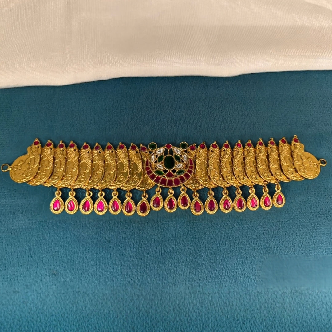 Peacock Kasu Choker Necklace