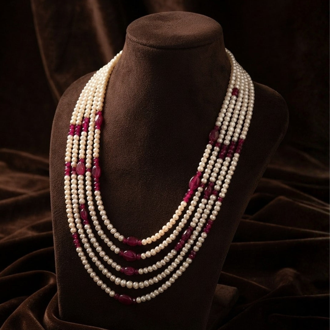 Real Ruby Beads & Real Pearl Handmade Mala