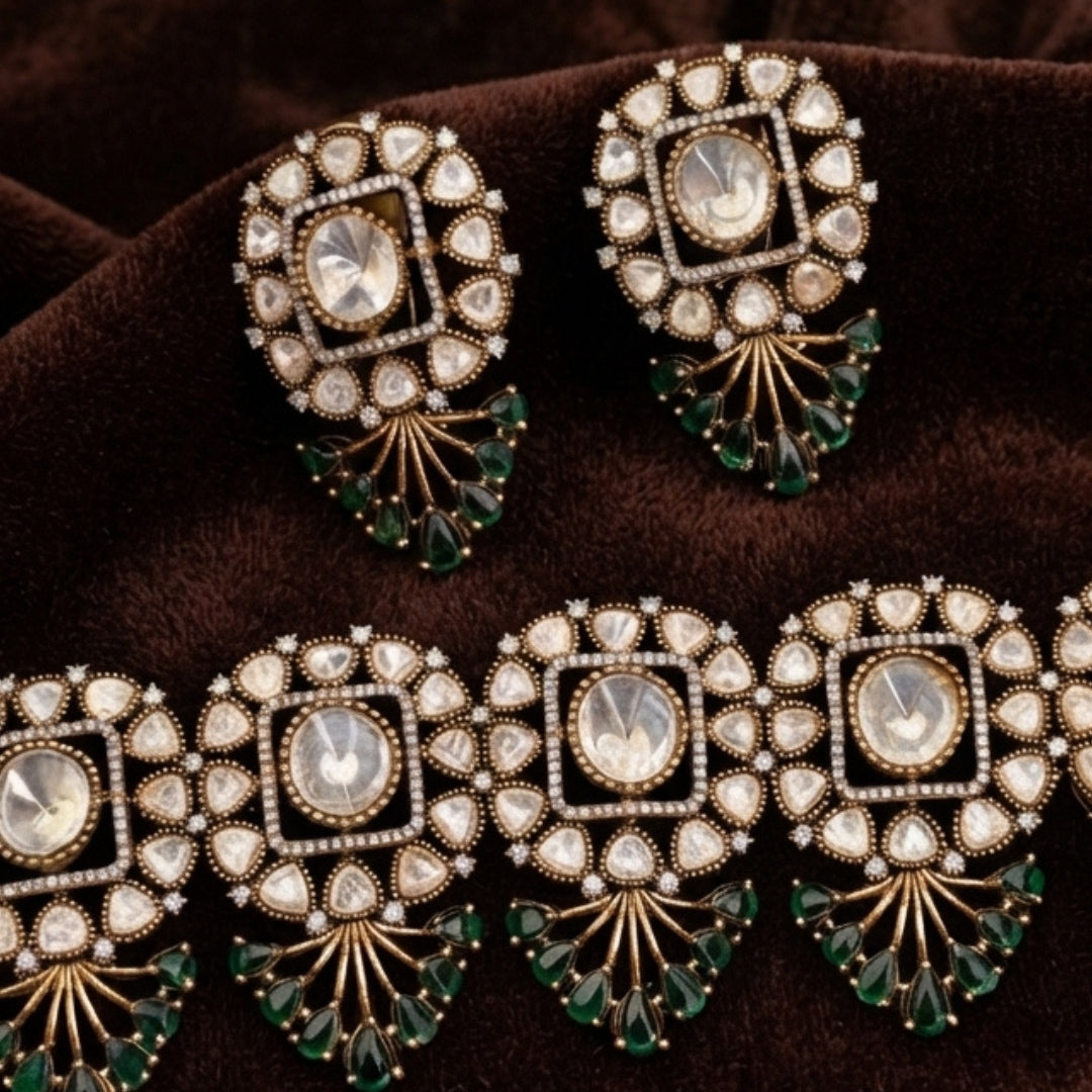 Square Medallion Kundan Choker