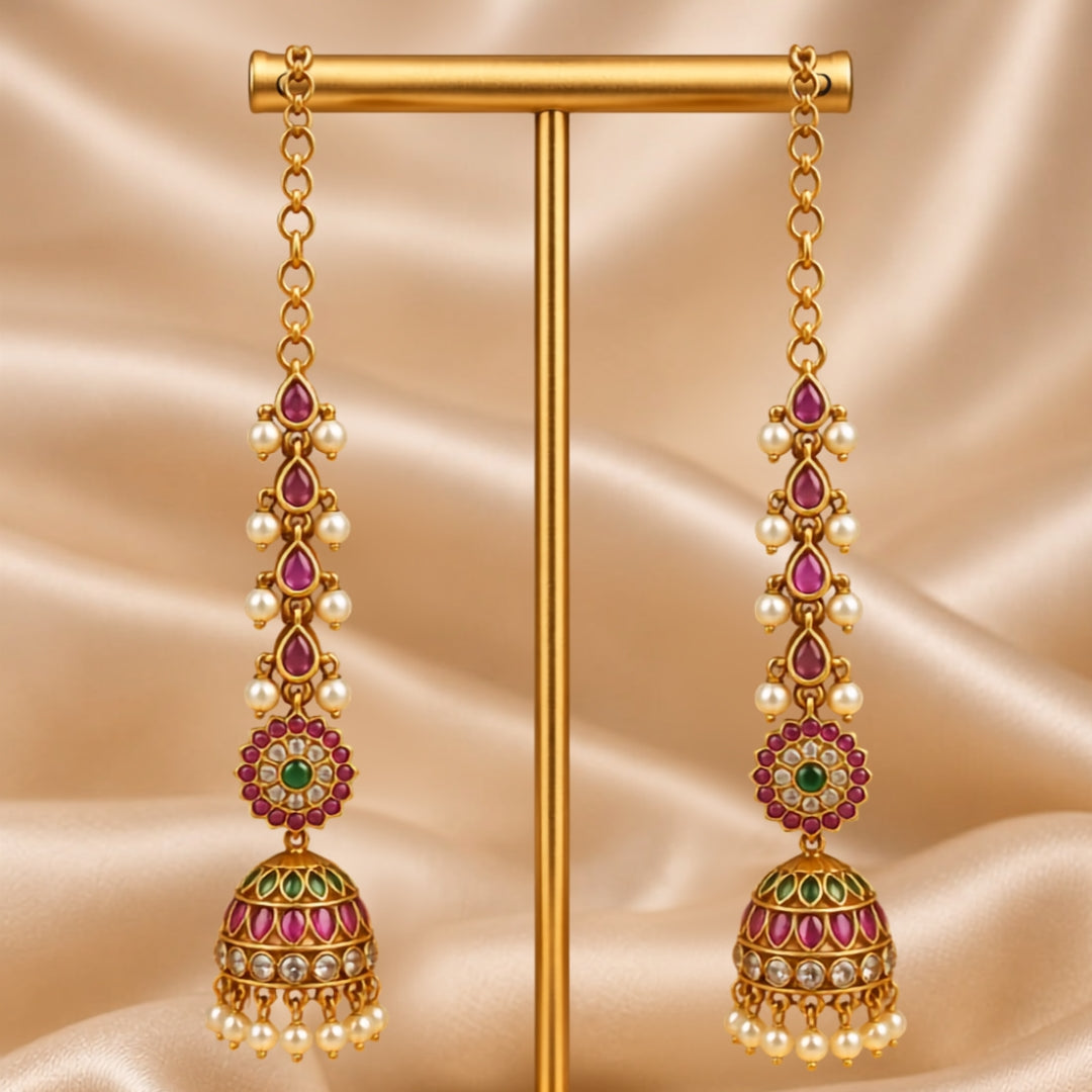 CZ Kempu Stone Jumki Set