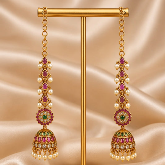 CZ Kempu Stone Jumki Set