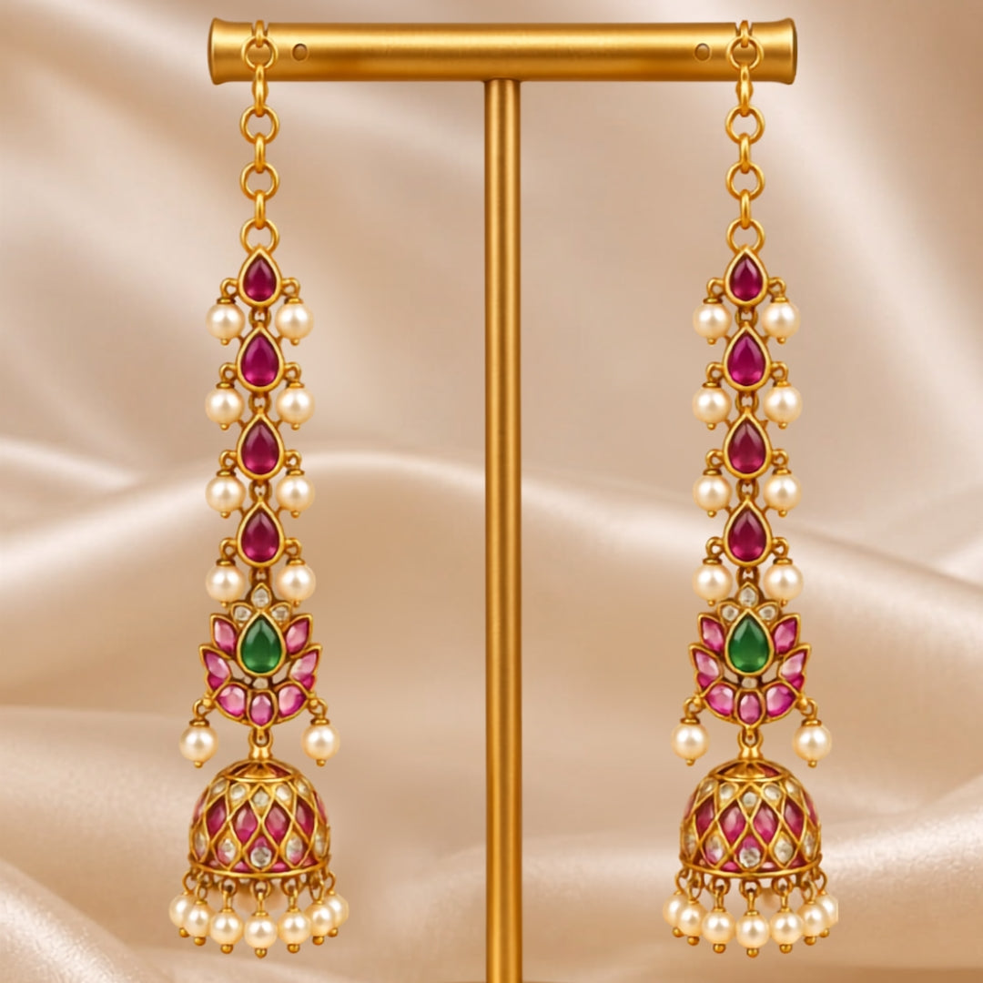 CZ Kempu Stone Jumki Set