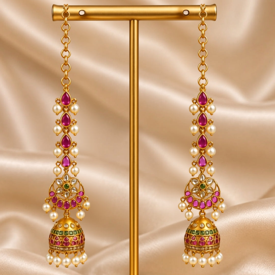 CZ Kempu Stone Jumki Set