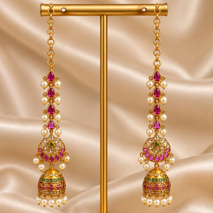 CZ Kempu Stone Jumki Set