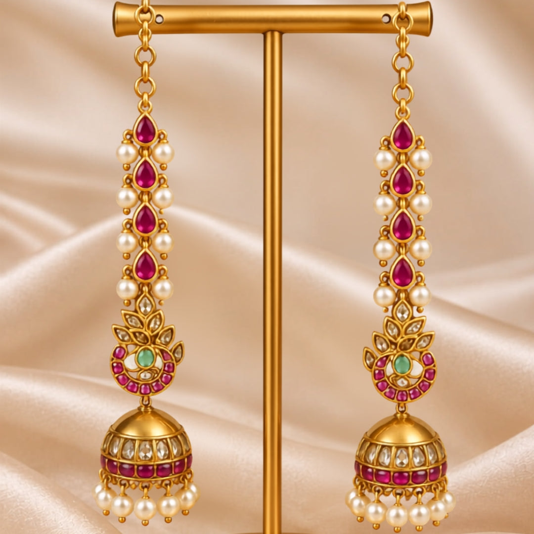 CZ Kempu Stone Jumki Set