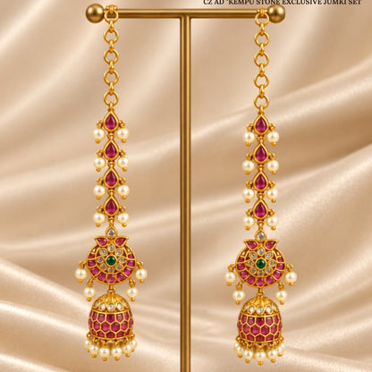 CZ Kempu Stone Jumki Set