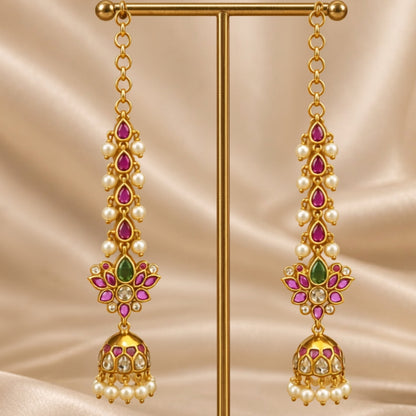 CZ Kempu Stone Jumki Set