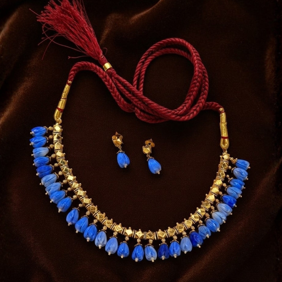 Coral Tulip Beads Necklace Set