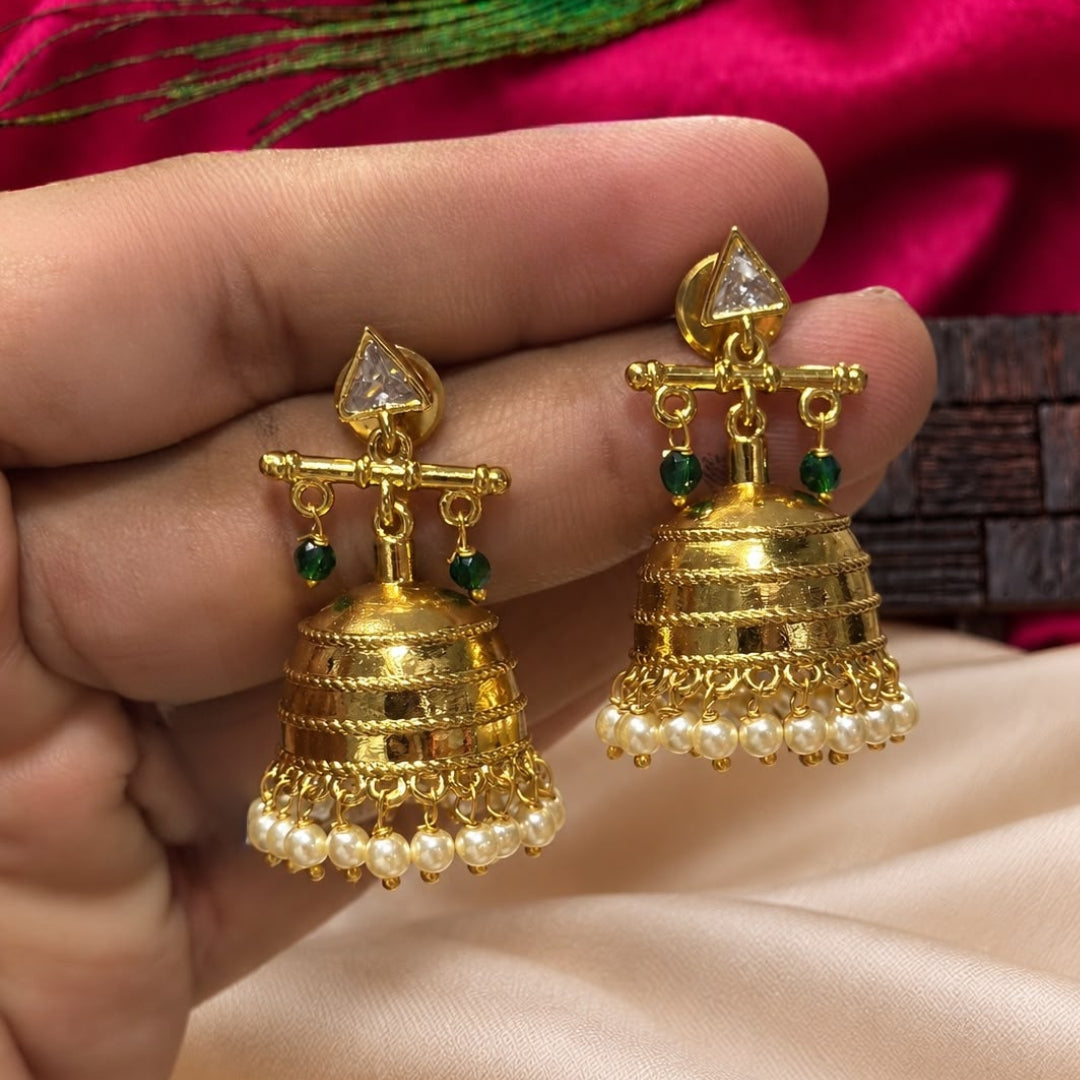 Elegant Bell Jhumka Earrings with Gold Finish