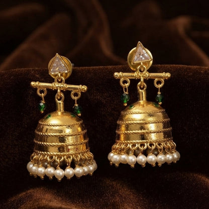 Elegant Bell Jhumka Earrings with Gold Finish
