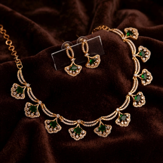 Emerald & American Diamond Set
