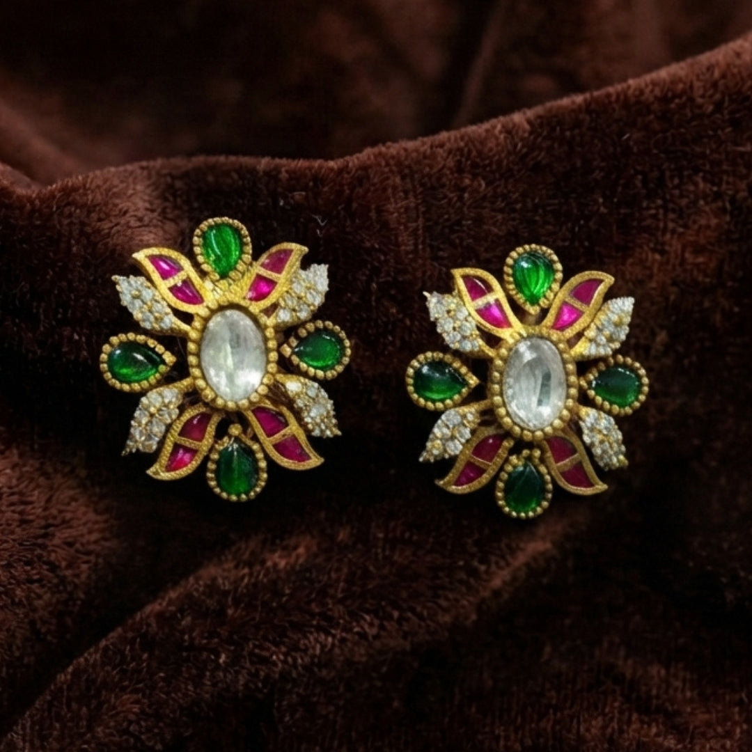 Floral Jadau Kundan Stud