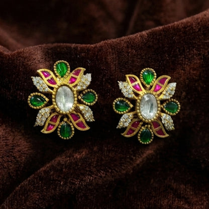 Floral Jadau Kundan Stud