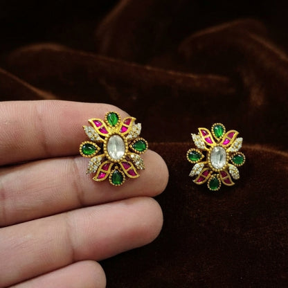 Floral Jadau Kundan Stud