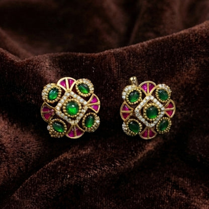 Floral Jadau Kundan Stud