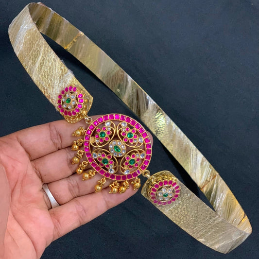 Floral Medallion Jadau Waist Belt (Oddiyanam