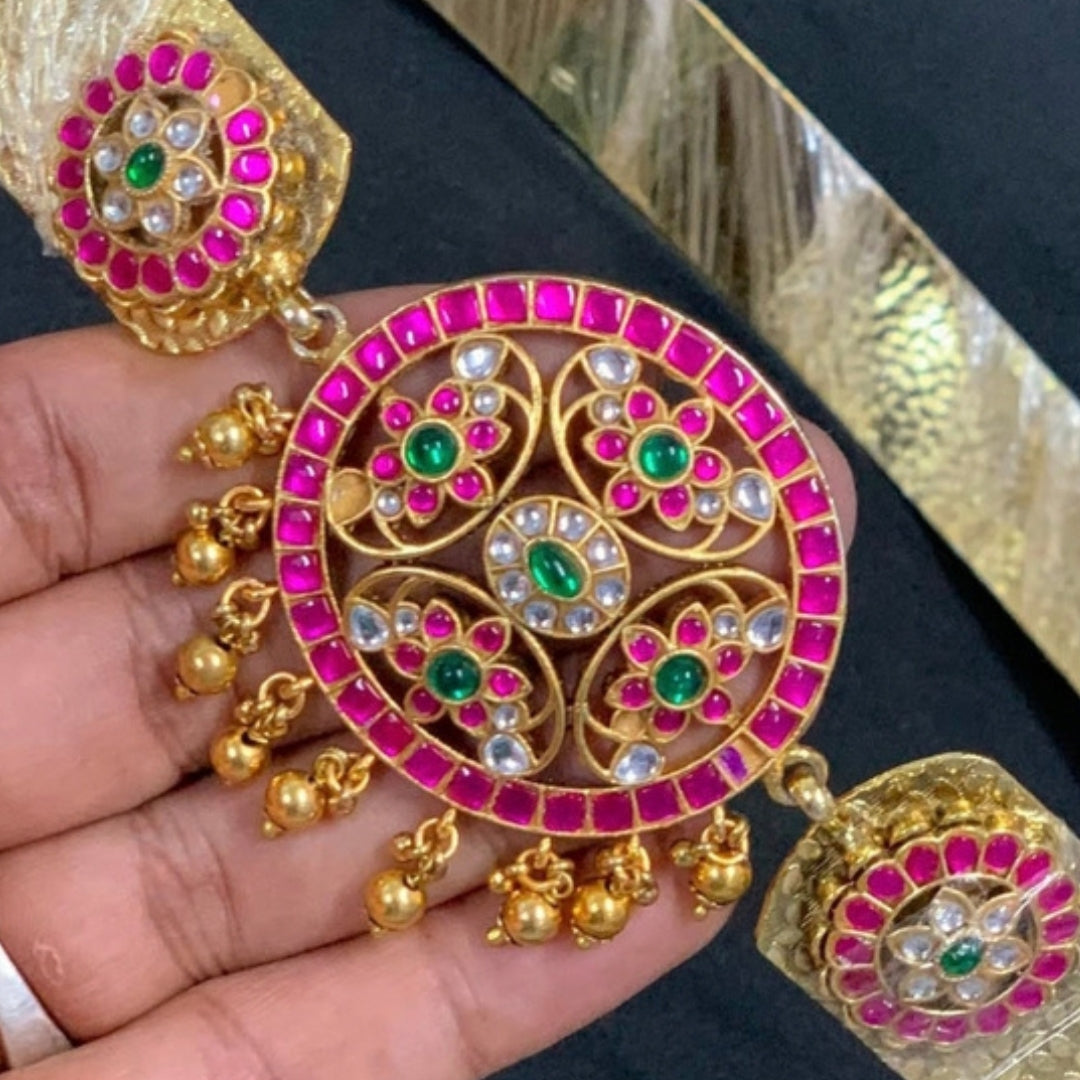 Floral Medallion Jadau Waist Belt (Oddiyanam