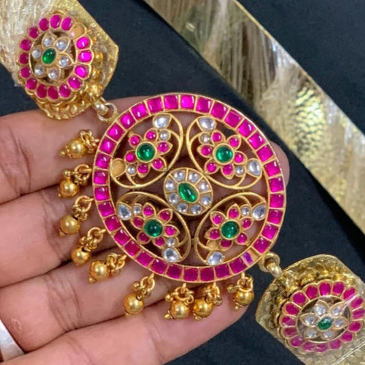 Floral Medallion Jadau Waist Belt (Oddiyanam