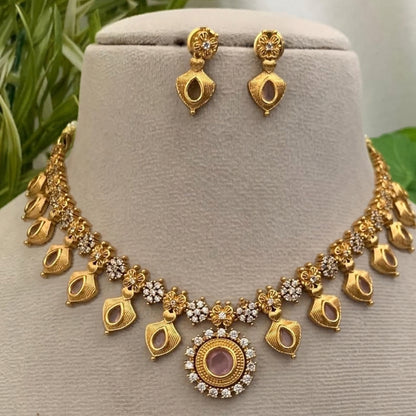 Gold Matte Finish Necklace Set