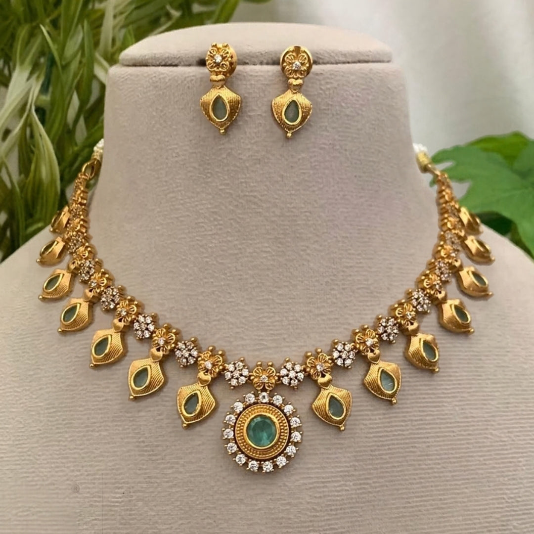 Gold Matte Finish Necklace Set