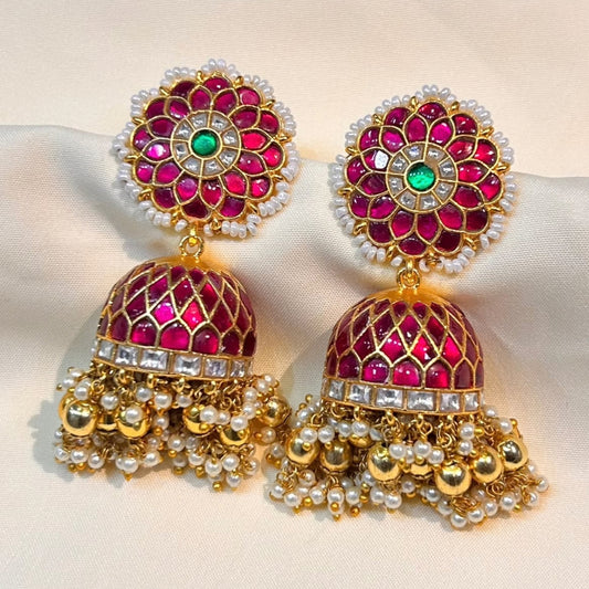 Jadau Kundan Floral Jhumka