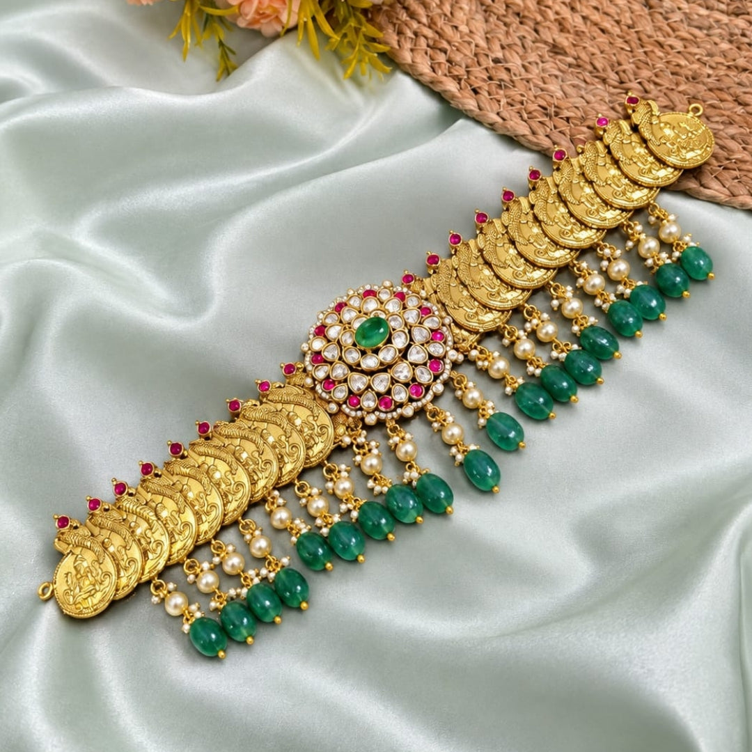 Jadau Kundan Kasu Choker Necklace