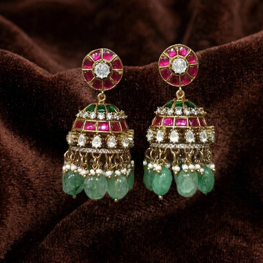 Jadau Kundan Pearl Drop Earrings