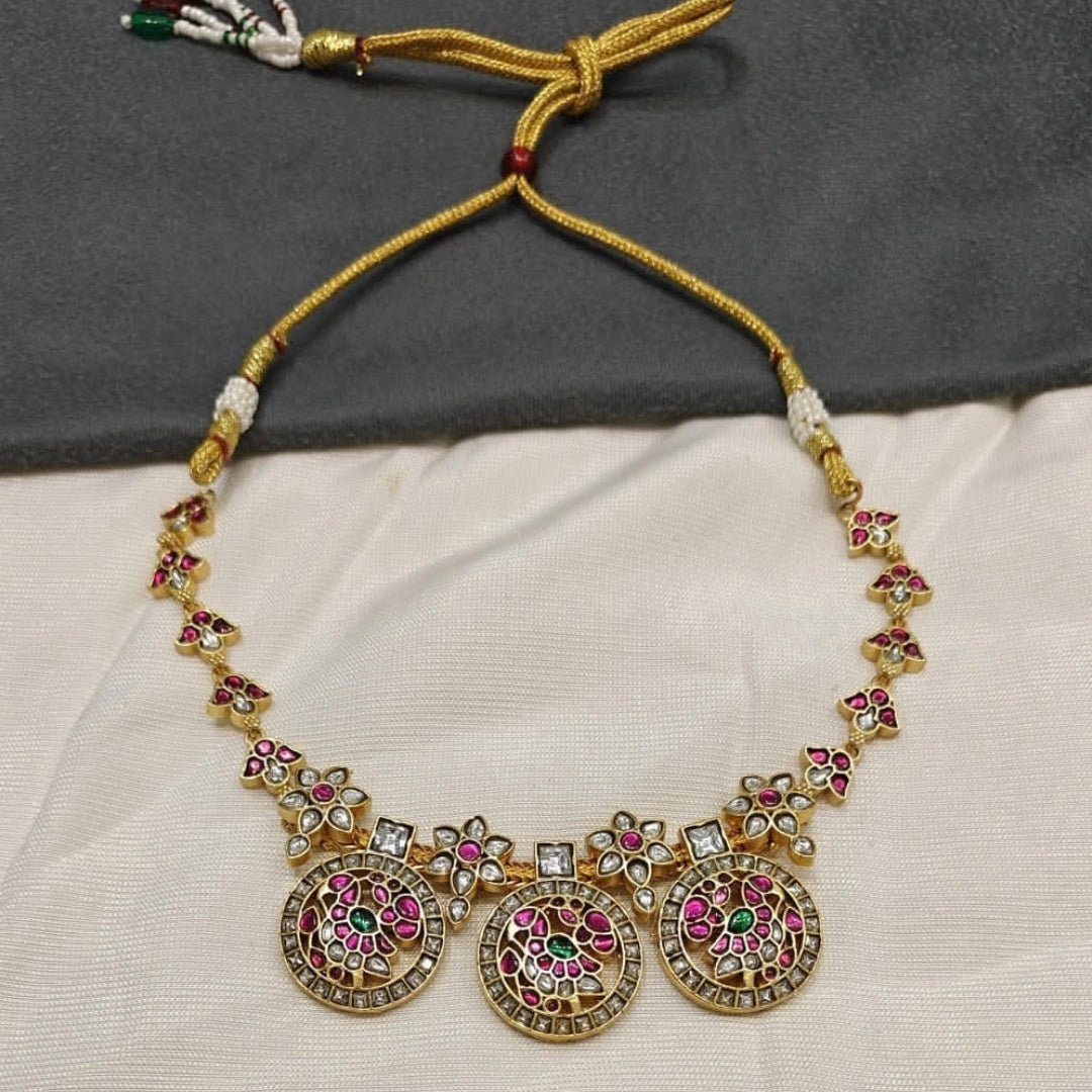 Jadau Kundan Triple Medallion Necklace