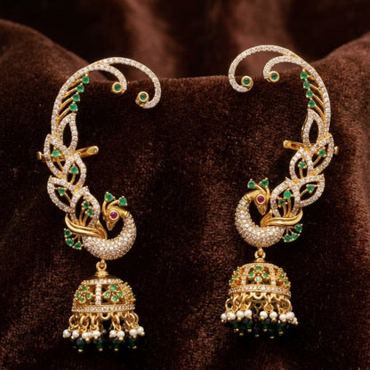 Royal Peacock Ear-Cuff Jhumkas