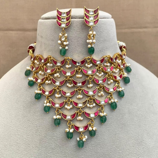 Multi-Tier Crescent Jadau Choker Set