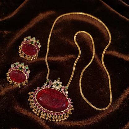 Oval Gemstone Pendant Chain
