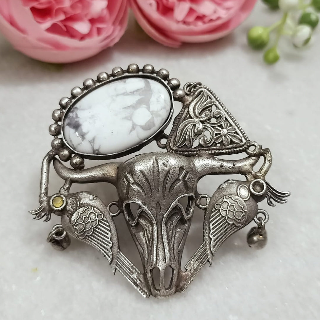 Oxidized Dual-Finish Brass Finger Ring
