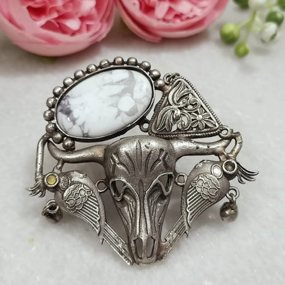 Oxidized Dual-Finish Brass Finger Ring