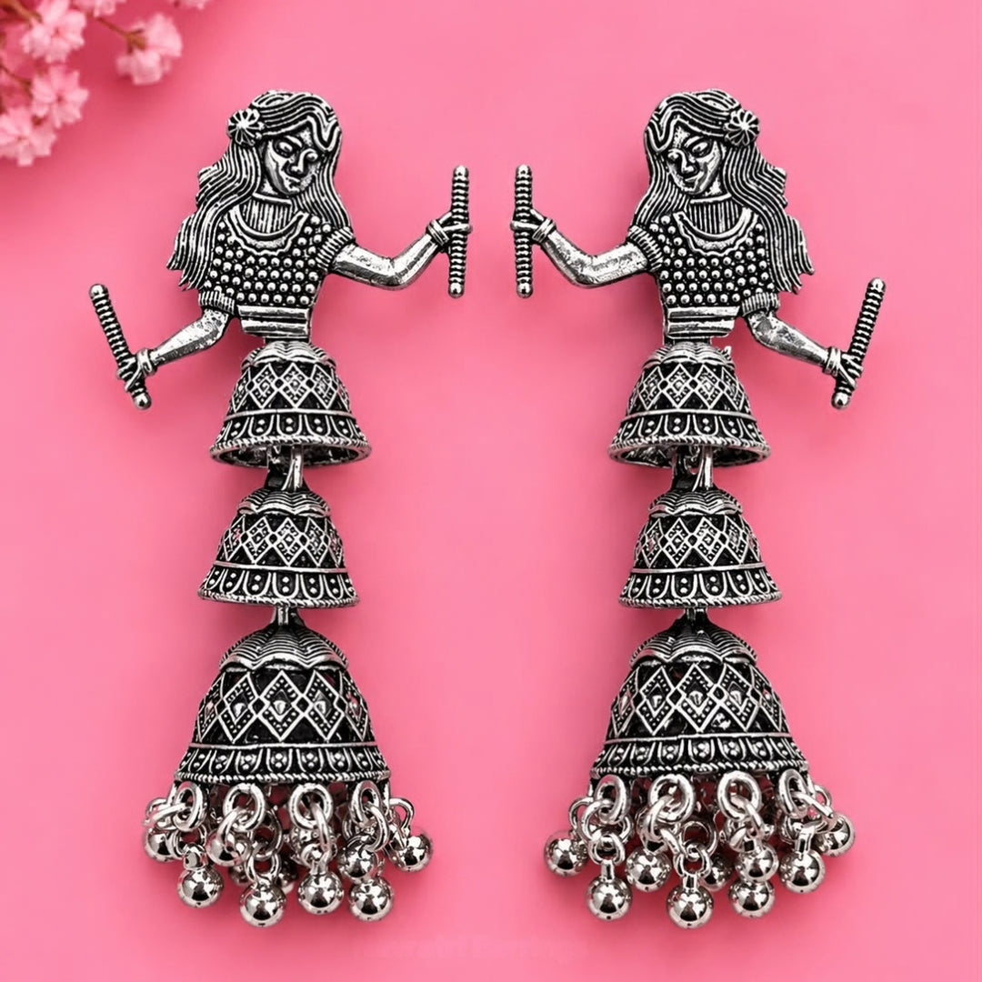 Oxidized Navratri Dancing Doll Earrings