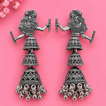 Oxidized Navratri Dancing Doll Earrings