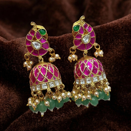 Peacock-Jadau Kundan Earrings