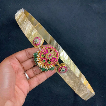 Peacock Medallion Jadau Waist Belt (Oddiyanam)