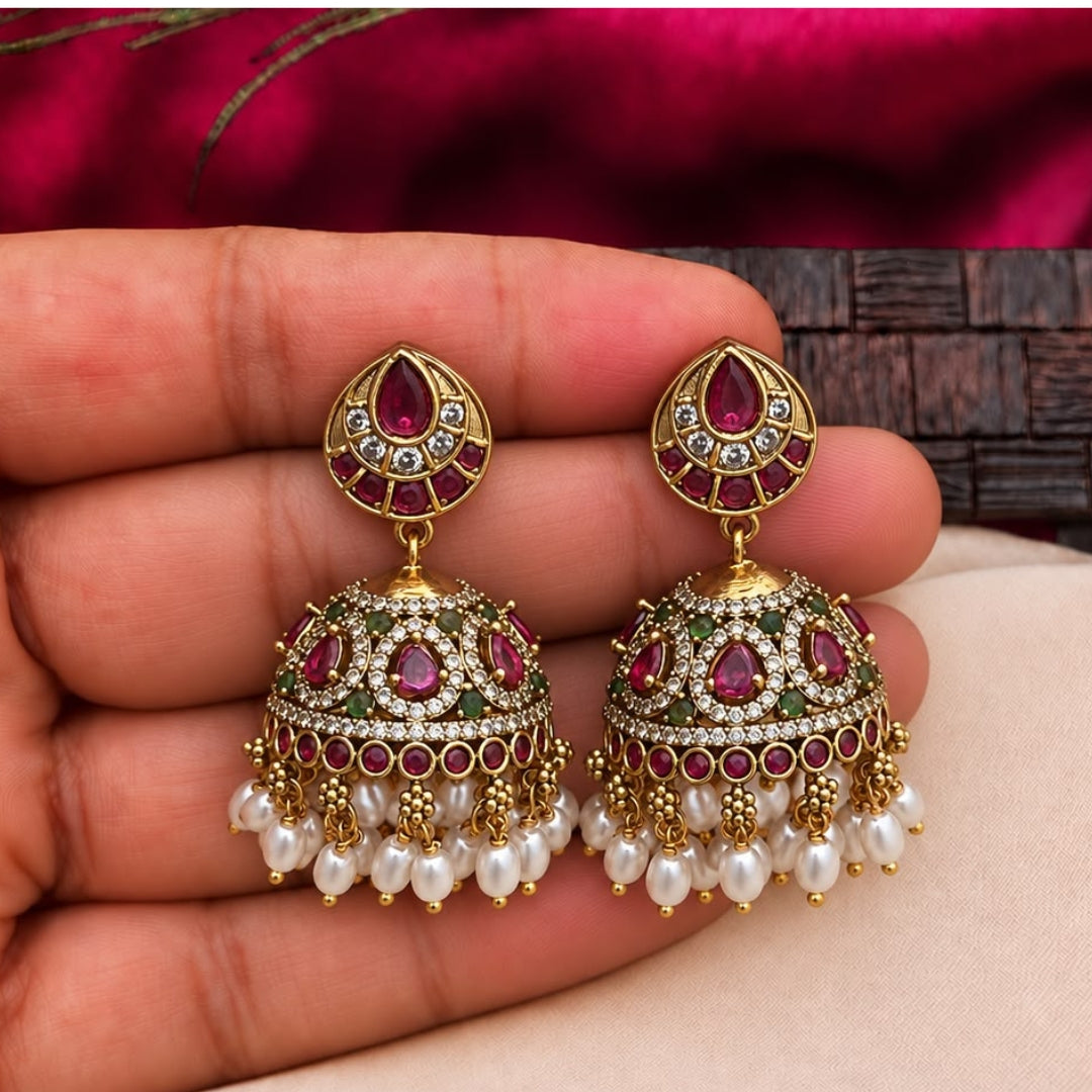Pearl Drop Jhumka Earrings