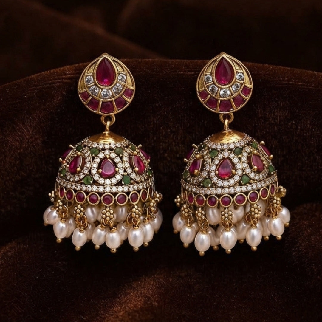 Pearl Drop Jhumka Earrings