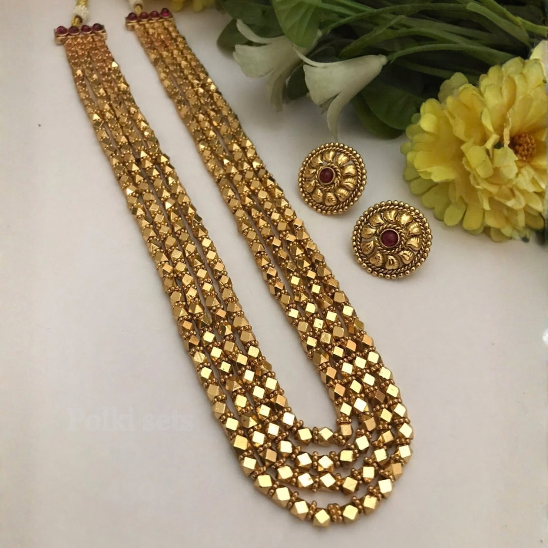 Polki Multi-Strand Faceted Mala Set