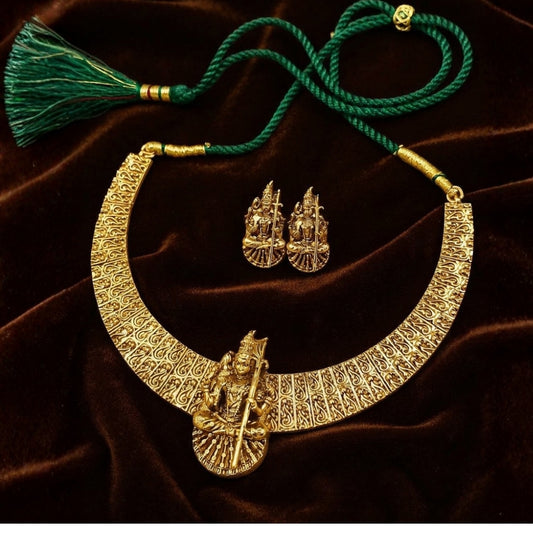 Premium Gold Matte Kamakshi Hasli Set