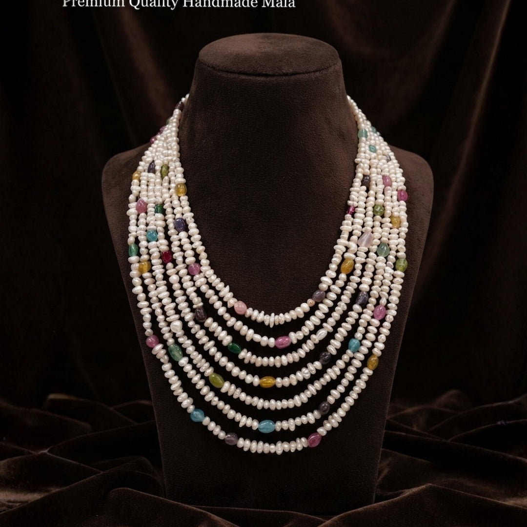Premium Quality Handmade Real Pearl & Coral Mala